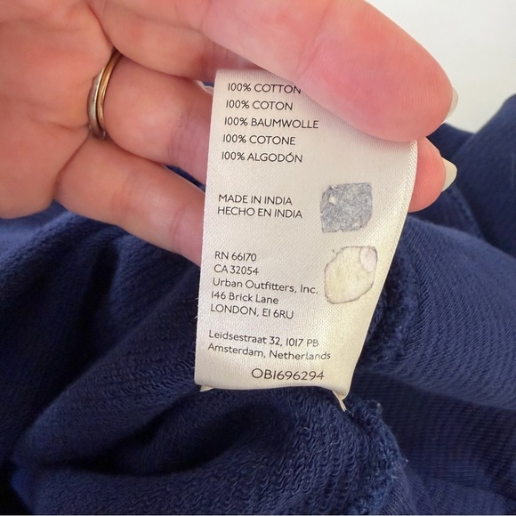 Pilcro Anthropologie Sweatshirt Womens Medium Navy Blue Grommet Pullover Henley - Picture 6 of 7